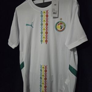 Puma White Jersey with Teal Puma Logo and Red, Yellow & Green Accents